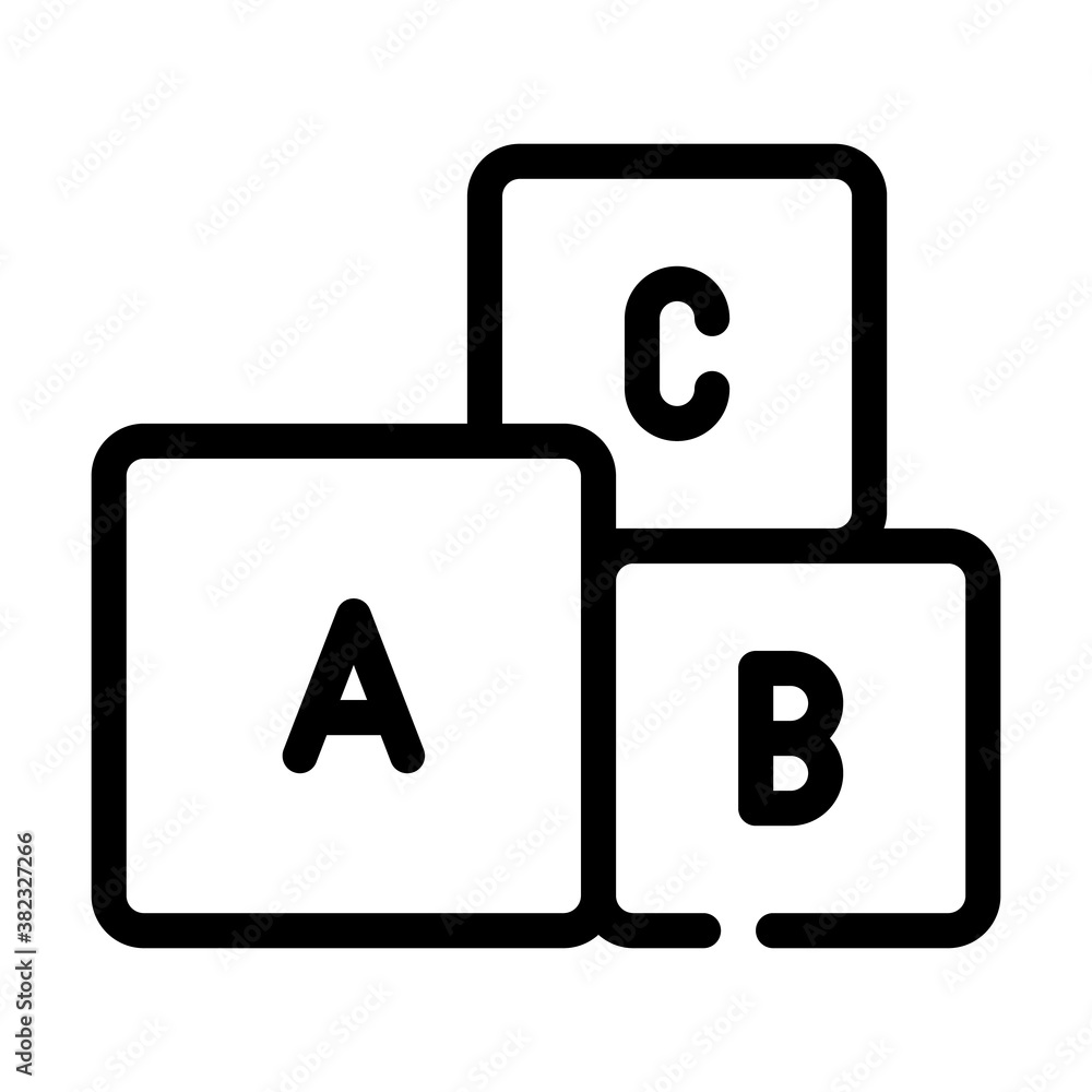 letters cubes line icon vector black illustration letters cubes line icon vector black illustration