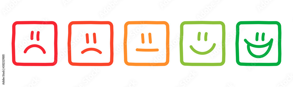 Rating emotion faces comic style cubes Rating emotion faces comic style cubes