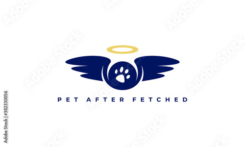 illustration vector graphic of abstract mark, simple, flat, modern, creative, combination paw print and wings angel halo for pets that have died and pet funerals logo design