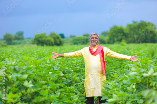 Indian farmer at cotton field