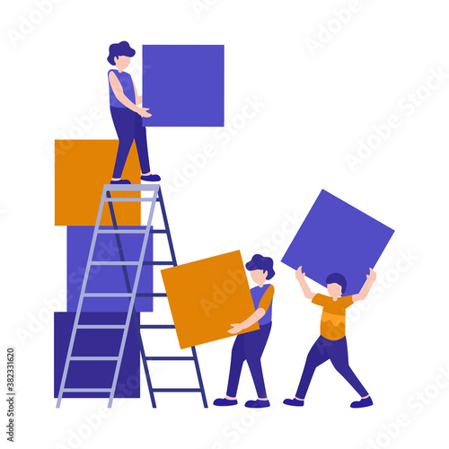 Flat element of people bein...