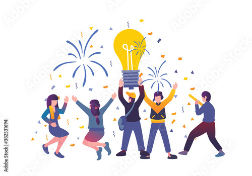 Flat element of happy peopl...