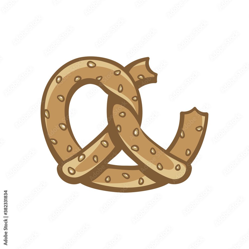 Pretzel with sesame with bite vector illustration design Pretzel with sesame with bite vector illustration design