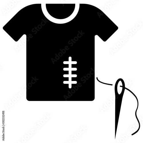 
Shirt stitching solid icon, shirt mending 
