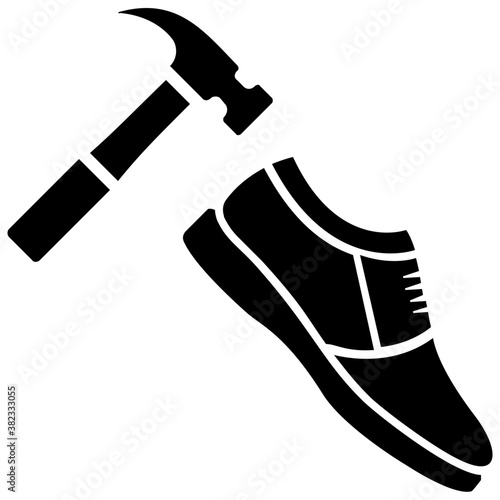 
Shoe mending icon solid design 
