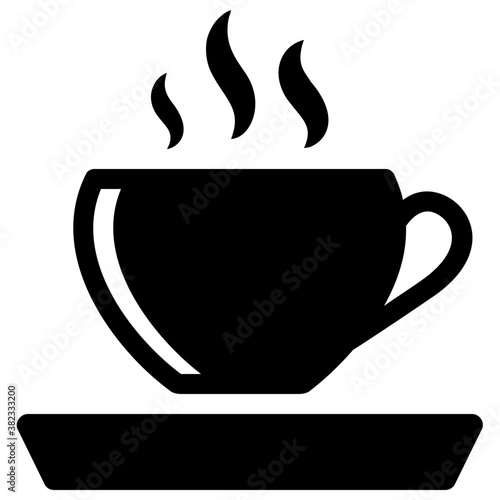 
 Tea cup filled with hot tea solid icon 
