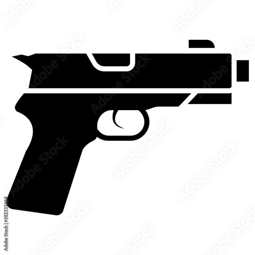 
Solid icon design of pistol 
