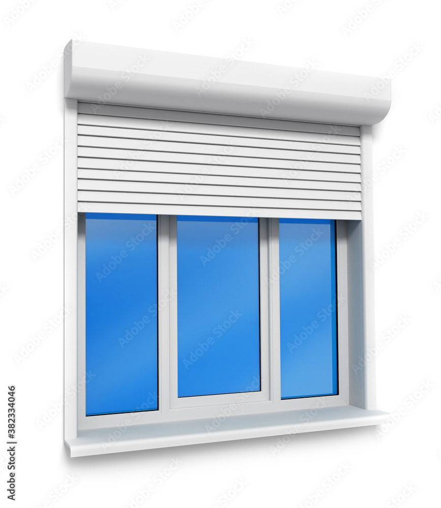 Plastic window in the wall isolated on white background. 3d illustration. Plastic window in the wall isolated on white background. 3d illustration.