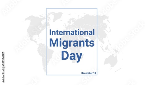 International Migrants Day holiday card. December 18 graphic poster