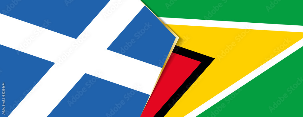 Scotland and Guyana flags, two vector flags.