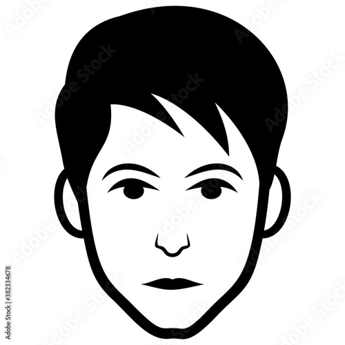 
Line icon of teenage avatar, boy face
