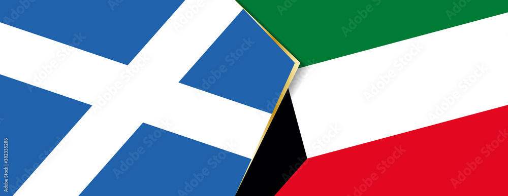 Scotland and Kuwait flags, two vector flags.