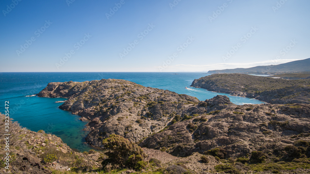 General view of Cap de creus in catalunya, a virgin and rocky area