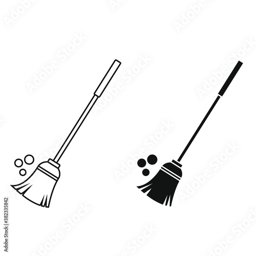 Sweeping broom icon vector set. cleaning illustration sign collection. dust symbol. 