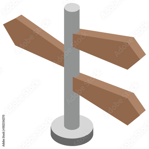 
Direction guiding decision making, signpost isometric  icon
