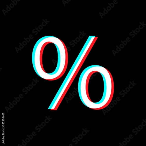 Percent Sign on black background. Social media concept