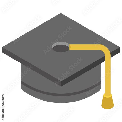 
Commencement concept with graduation degree isometric  icon, mortarboard 
