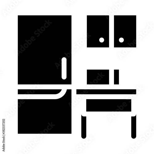 coworking litchen furniture glyph icon vector illustration