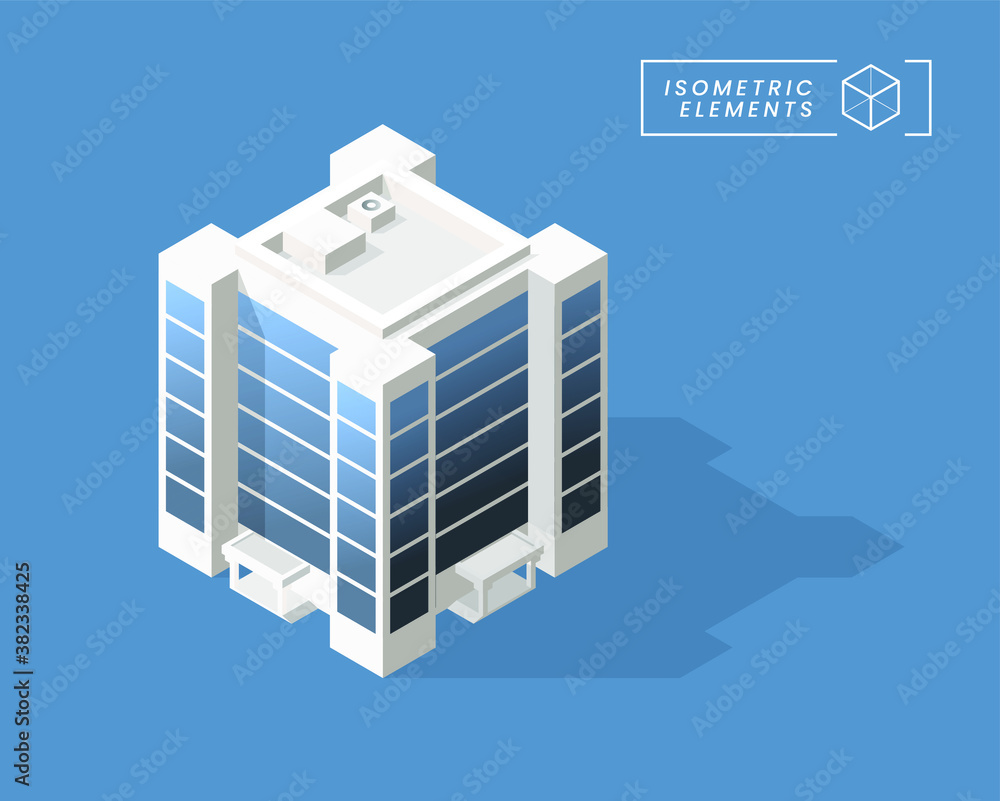 Isometric High Quality City Building with Shadows on Background . Isolated Vector Elements Isometric High Quality City Building with Shadows on Background . Isolated Vector Elements