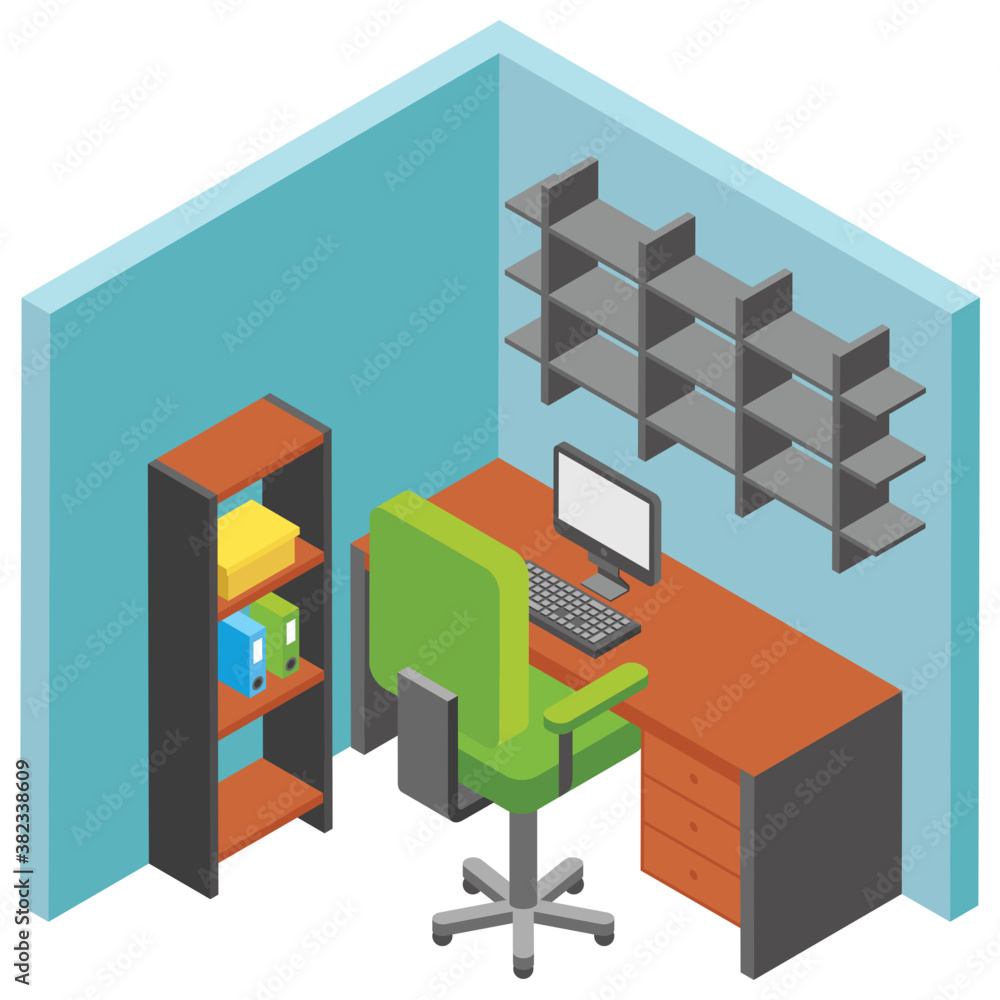 
Office workplace, employer table flat icon 
