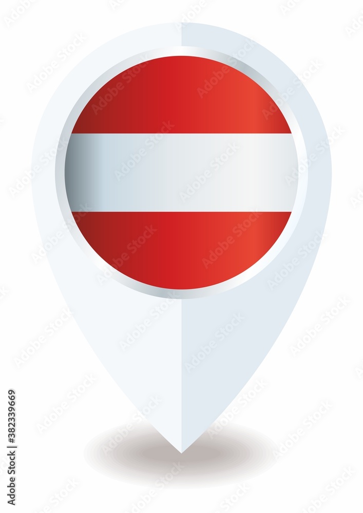 Flag of Austria, location icon for Multipurpose, Republic of Austria. Flag of Austria, location icon for Multipurpose, Republic of Austria.