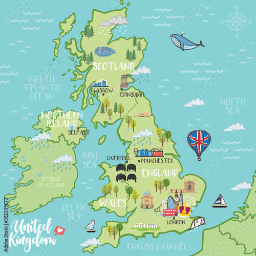 United Kingdom - hand drawn illustrated map