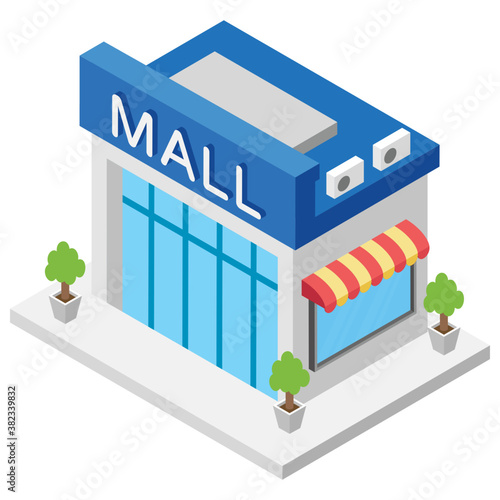 
Flat icon design of shopping mall 
