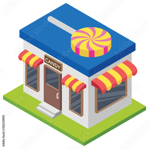 
Candy shop flat icon design, confectionary store 
