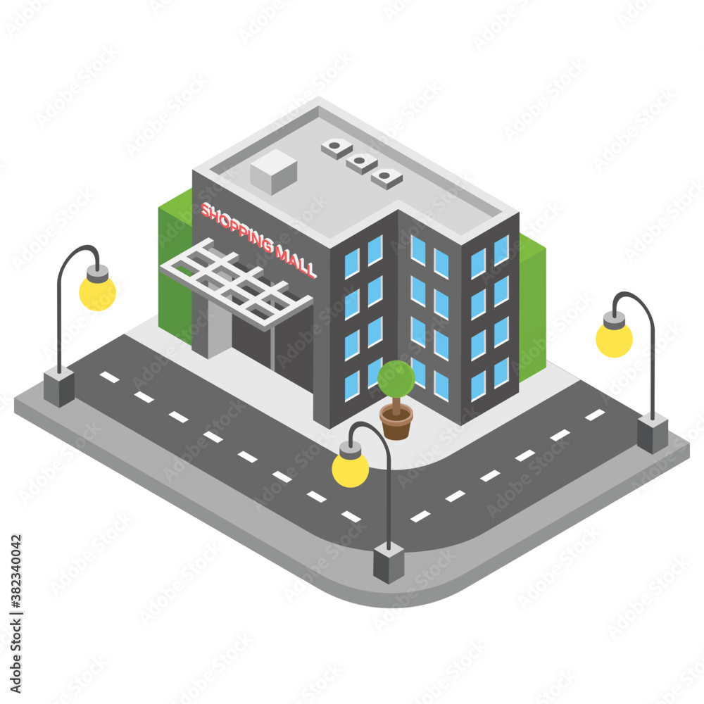 
Flat icon design of shopping mall 
