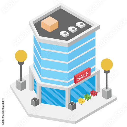
Flat icon design of shopping mall 
