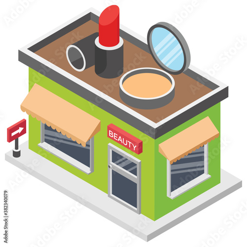 
Cosmetics shop, beauty shop flat icon 

