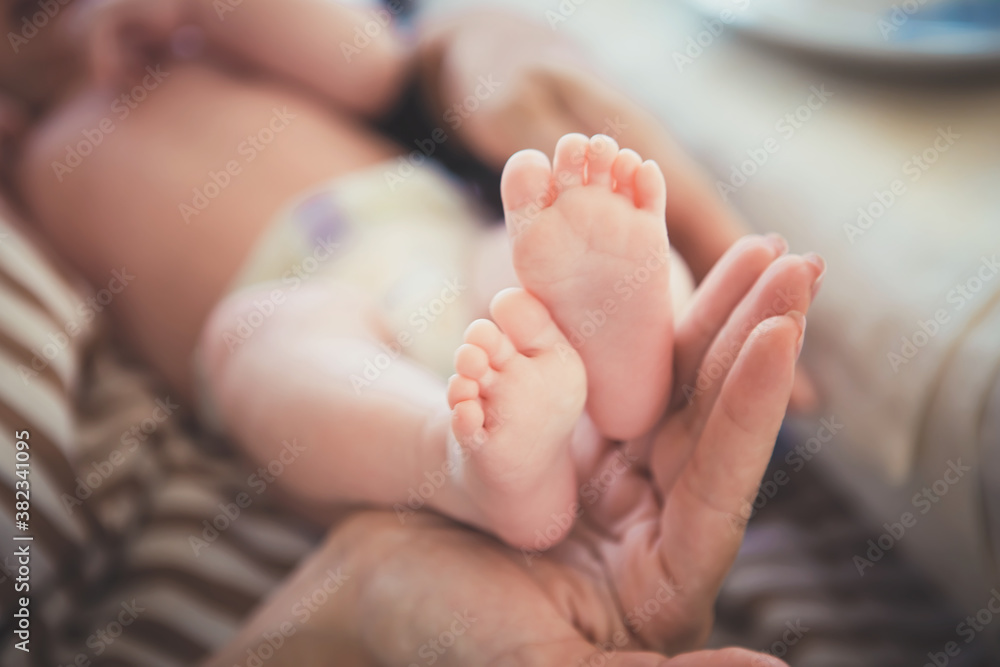 Baby feet in mother hands. Mom and her Child. Happy Family concept. Beautiful conceptual image of Maternity. The mother held the baby in her hand. Baby feet in mother hands. Mom and her Child. Happy Family concept. Beautiful conceptual image of Maternity. The mother held the baby in her hand.