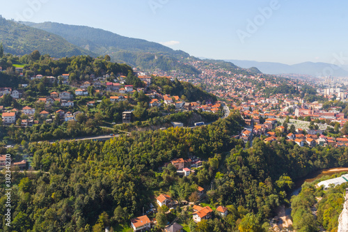 Panoramic view of the city of Sarajevo from the top of the hill. Bosnia and Herzegovina © Shyshko Oleksandr