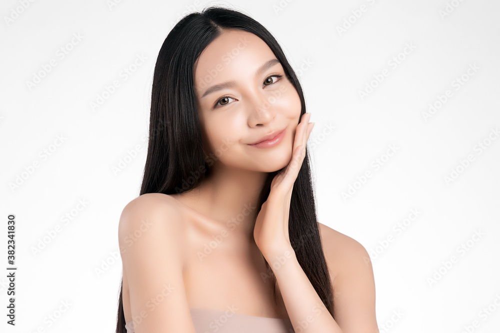 Beautiful young asian woman with clean fresh skin on white background, Face care, Facial treatment, Cosmetology, beauty and spa, Asian women portrait Beautiful young asian woman with clean fresh skin on white background, Face care, Facial treatment, Cosmetology, beauty and spa, Asian women portrait