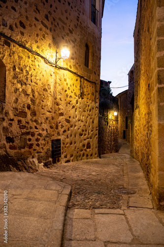 Charming corner in the old city of Caceres, Spain.