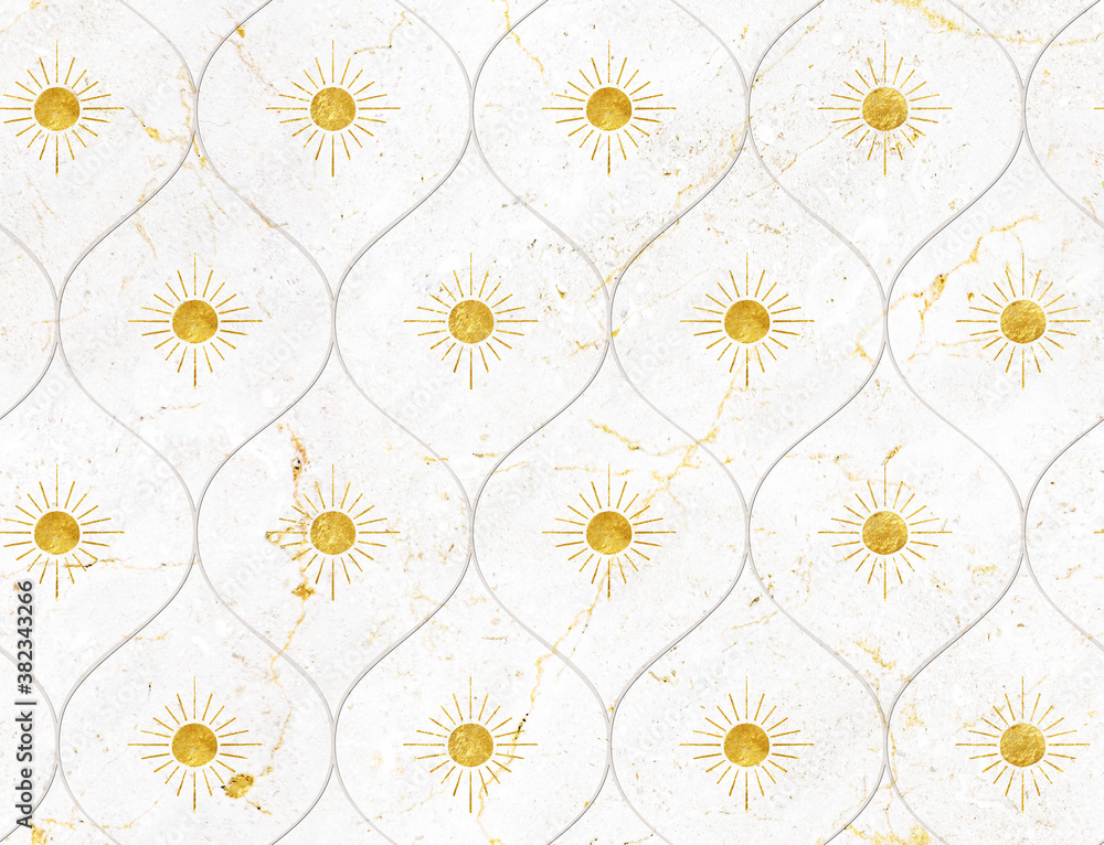 Modern Ethnic Pattern With Textured Sun Shape Marble Background Interior and Upholstery Concept Style Design With Trendy Fashion Colors Modern Ethnic Pattern With Textured Sun Shape Marble Background Interior and Upholstery Concept Style Design With Trendy Fashion Colors