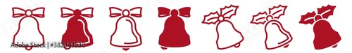 Christmas Bell Icon Set Red | X-MAS Bells Vector Illustration Logo | XMAS Bell Icons Isolated Collection