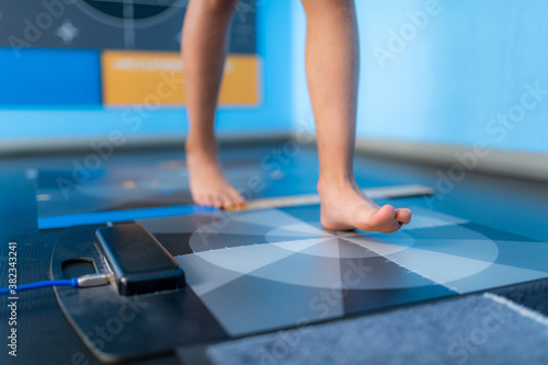 Baropodometry, gait analysis using a foot plate in anthropometry photo