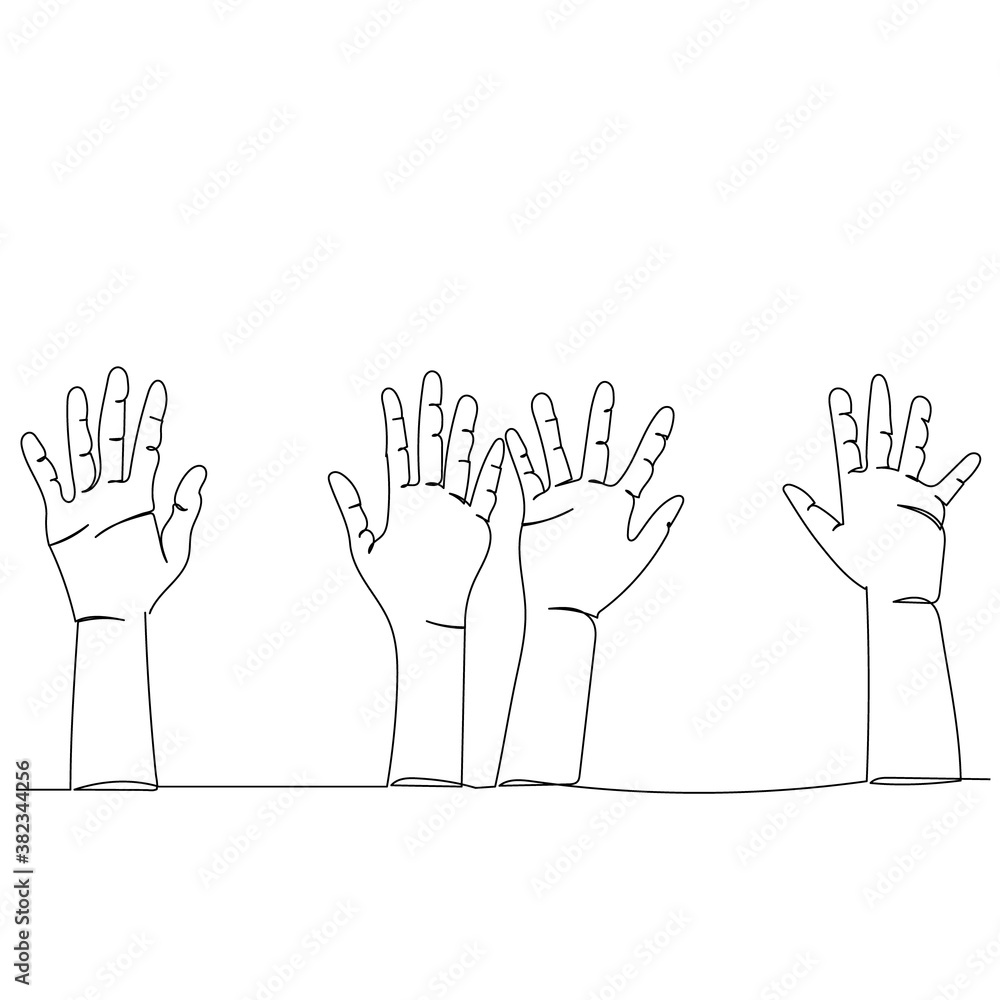 custom made wallpaper toronto digitalvector, isolated, one continuous line drawing of a hand of people
