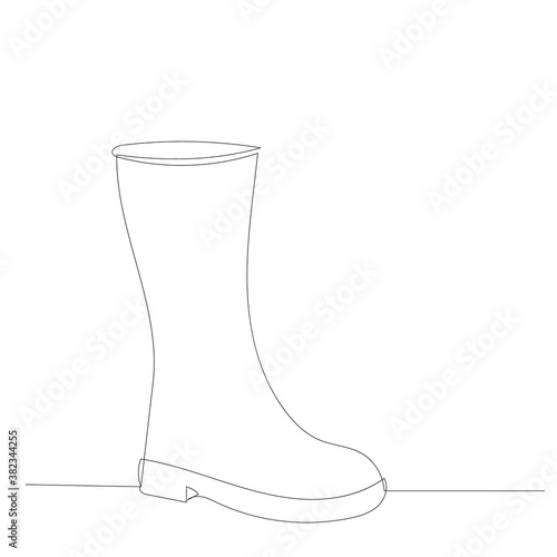 vector, isolated, one continuous line drawing boots