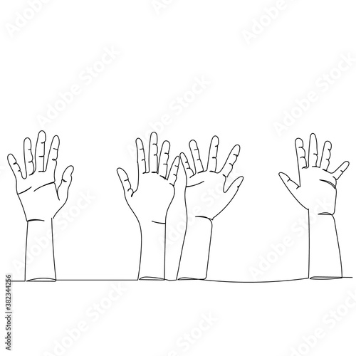 Wallpaper Mural vector, isolated, one continuous line drawing of a hand of people Torontodigital.ca