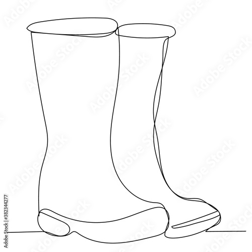  isolated, one continuous line drawing boots