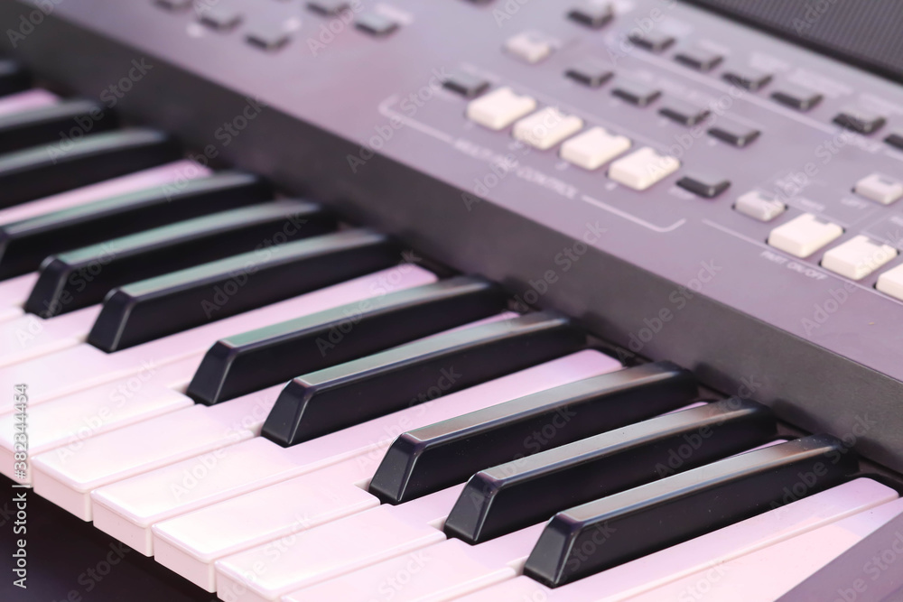 Selective Focus On Octave Keys Of Professional Electronic Musical Instrument Casio Or Keyboard Synthsizer Selective Focus On Octave Keys Of Professional Electronic Musical Instrument Casio Or Keyboard Synthsizer