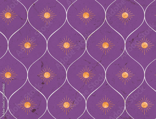 Wallpaper Mural Modern Ethnic Pattern With Textured Sun Shape Marble Background Interior and Upholstery Concept Style Design With Trendy Fashion Colors Torontodigital.ca
