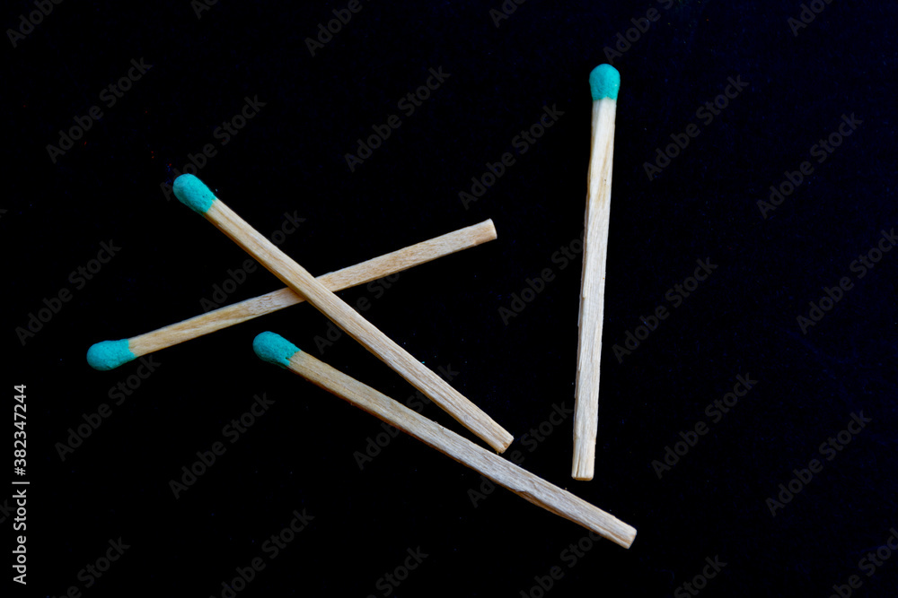 Close up of matches isolated on background with space for writing Close up of matches isolated on background with space for writing