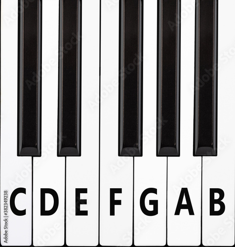 Obraz na płótnie 12-key piano keyboard. An octave with the names of the notes w salonie