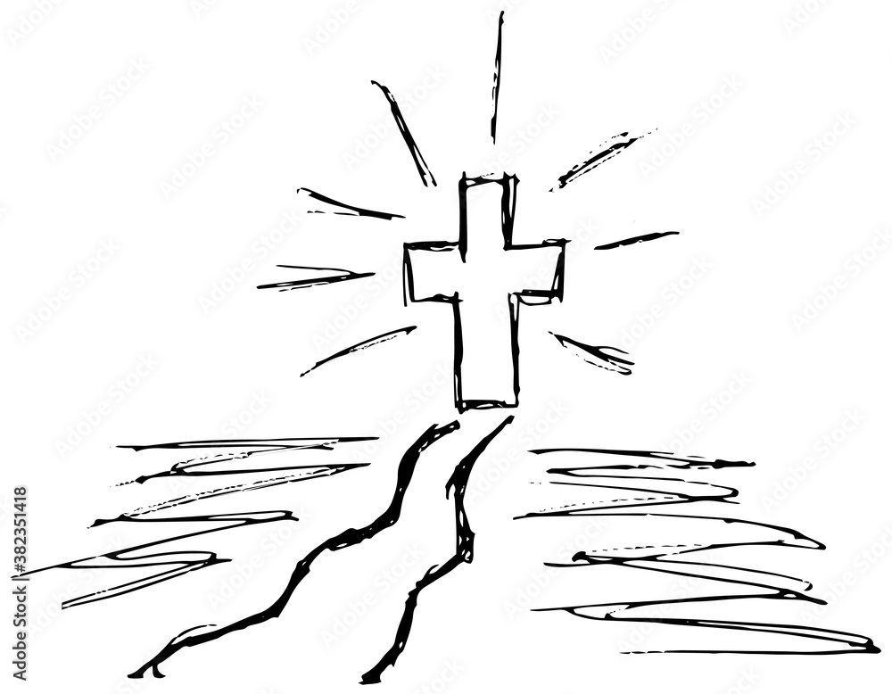 Premium Vector | Minimalist christian line art religious simple sketch  jesus illustration cross lamb drawing bible