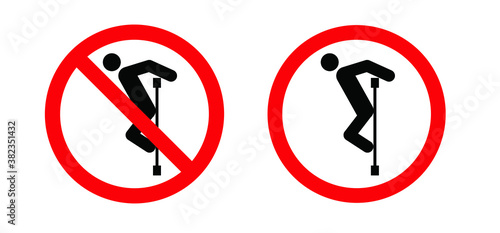 Caution signboard, Safety icon. Do not lean on door, glass, wall, gate or railing. Don’t sit here on stairs or climp. Vector stickman climb, Signs for climbing on balustradeor barrier. Do not enter