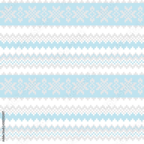 Sky Blue Christmas Fair Isle Seamless Pattern Background