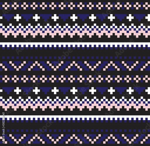 Pink Navy Christmas Fair Isle Seamless Pattern Background